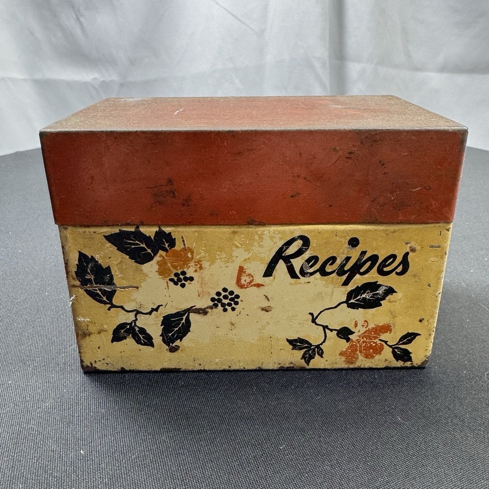 Vintage Tin Metal Recipe Box by‎ Ohio Art, Hall Red Poppy Pattern